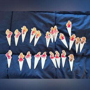 BARBIE CUPCAKE TOPPERS • 24 • Different Pics • MulitiColors •